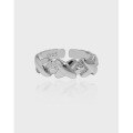 wholesale S925 sterling silver 690 Korean version ins niche design minimalist versatile single/double X texture textured open ring for women-0-0