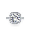 S925 Silver Moissanite Ring 5ct Asscher Cut-0-0