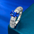 wholesale S925 silver new oval simulated sapphire 5*7mm egg-shaped ring, elegant and luxurious with a unique style-0-1