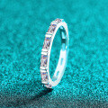 S925 Silver Full Moissanite Women's Rectangular Bamboo Knot Stack Ring-0-0