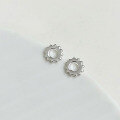 wholesale S925 Sterling Silver Small Sun Stud Earrings, Serrated Edge, Miniature, Elegant And Stylish Jewelry For Students, Unique-0-1
