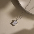wholesale Metal material: Cloud-pulled silver jewelry, clear and cool sensation square ice cube zircon pendant necklace, minimalist and elegant collarbone chain-0-0