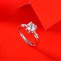 925 Silver Moissanite Four-Prong Bull Head Side Micro-Setting Ring-0-2