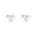 wholesale S925 Sterling Silver Korean Style Da Dongmen Creative Bow Pearl Ear Studs, Ins Versatile and Elegant Earrings-0-5