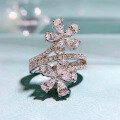 wholesale 925 Silver Zhuozhifan Jewelry New 3*5 Waterdrop High-Carbon Diamond Flower Yellow and White Diamond European and American Popular Ring-0-3