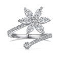 wholesale S925 Sterling Silver INS Style Viral Ring for Women, High-End Leaf Twisting Design, Niche Luxury Flower Ring-0-8