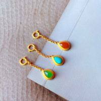 wholesale Sterling silver gold-plated inlaid with natural turquoise pendant DIY bracelet necklace drop accessories southern red jade-Jadeite style one