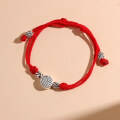 wholesale Sterling Silver New Braided Rope Bracelet Accessories for Women, Zodiac Year Fu Character Red String, Minimalist National Trend Design for Chinese New Year Gifting-0-0