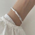 wholesale 999 Sterling Silver Dream Ribbon Twisted Bracelet, Simple and Elegant Adjustable Twisted Ring for Young Women-0-1