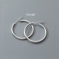 wholesale S925 Sterling Silver Round Smooth Large Hoop Earrings with Ins Style Design and Personalized Women's Ear Accessories M03806-0-4