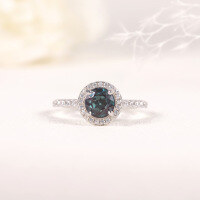 wholesale S925 silver plated with 18k gold minimalist alexandrite gemstone ring with synthetic stone new style-Synthetic Alexandrite Ring  US 9