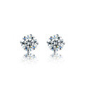 wholesale Sterling Silver S925 Ear Studs for Women, Four-Paw Diamond Inlaid Earrings, Unisex Korean Style Small Accessories Fashion Jewelry Wholesale-0-4