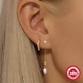 wholesale S925 Sterling Silver Geometric Rhombus Diamond Marquise Stackable Versatile Ear Cuffs-0-1