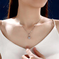 wholesale S925 Sterling Silver Hot-selling Angel's Tear Drop Moissanite Necklace for Women, Versatile Fashion European and American Style Collarbone Chain-0-3