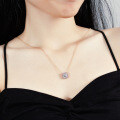S925 Sterling Silver Princess-Cut Moissanite Full Diamond Necklace-0-0