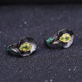 wholesale S925 Sterling Silver Italian Craftsmanship Designer Earrings, High-End Jewelry with Natural Peridot Ear Studs-0-1