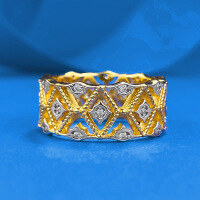 wholesale S925 Silver Gold-Plated French Openwork Geometric Lace Full Diamond Ring by Zhuozhifan Jewelry-R1055 Gold No. 7