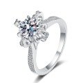 wholesale [925 Sterling Silver] Flower Blooms and Riches Ring for Women, Plated with PT950 Platinum, D Color Moissanite, Fashion Wedding Ring-0-4