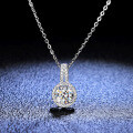 Sterling Silver 1-Carat Moissanite V-Neck Pendant Necklace-0-0