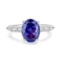 wholesale S925 Sterling Silver High Carbon Diamond Ring Women Tanzanite 8A Zircon Square Ice Flower Cut Color Gemstone Ring Live Streaming Best-Seller Wholesale-0-8