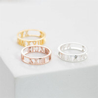 wholesale S925 Silver Personalized Roman Numeral Ring, French Fashion Jewelry, Wedding Gift-Yellow Copper