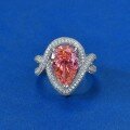 wholesale Platinum, 9-carat oval-shaped color-changing Padparadscha sapphire, 9*14, high-carbon diamond, ice flower cut ring, size 5-9-0-5