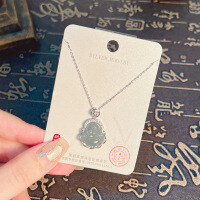 Metal Pendant Necklace with Maitreya Buddha Design-S925 Sterling Silver + Jadeite NA-0059B 925 Silver