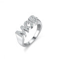 S925 Silver Moissanite Women's European and American Row Ring Luxury Full Diamond Letter Ring-0-0