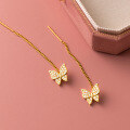 wholesale Sterling Silver Diamond Butterfly Ear Thread Ins Niche Luxury Advanced Full Diamond Fringe Long Earrings M02940-0-3