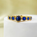 wholesale S925 Sterling Silver Red and Blue Sapphire Thin Ring, Fashionable and Unique, Delicate Row of Diamonds Ring, Minimalist Ins Style for Daily Wear-0-3