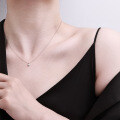 S925 Silver Four-Prong Moissanite Pendant Necklace, Minimalist Cross-Border Design-0-2