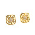 24K Gold Plated Silver Needle Copper Ear Stud with Gourd and Compass Design-0-3
