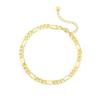 wholesale S925 Silver Minimalist French Cross-border Women's Hip-hop Cuban Chain Ankle Bracelet, Fashionable And Versatile-Anklet-L850-Gold&gt;925 Silver