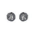 wholesale S925 Sterling Silver Retro Vintage Creative Applause Gesture Pattern Round Stud Earrings Trendy Street Style Earrings-0-5