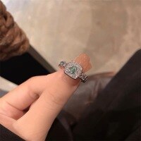 wholesale Sterling Silver Trendy TikTok Viral Mahjong "Red Zhong" Ring for Women, Minimalist Ins Design with High-End Elegance Adjustable Open Band-xb1247-hair-white