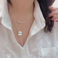 wholesale S925 Sterling Silver Geometric Irregular Snake Bone Chain Necklace for Women, Summer Fashion Minimalist Niche Luxury Collarbone Chain-Pure silver (40+5CM)