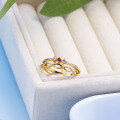 wholesale S925 Sterling Silver Wavy Two-Tone Ruby Ring for Women, Fashionable and Unique Gift-0-3