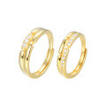 wholesale S925 silver plated with gold and set with zirconia, open-adjustable ring for men and women, Korean Dongdaemun sweet and romantic couple's matching ring-0-4