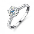 Sterling Silver Six-Claw Moissanite Engagement Ring for Women-0-2
