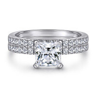 wholesale S925 silver square zircon ring, cross-border style, tarnish-resistant women's diamond ring set-TL-003>US size 10#