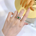 wholesale Sterling Silver, The Mu Jing Jewelry New Bow Ring for Women with 5*7 Emerald, Designed for European and American Fashion and Elegance-0-3