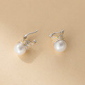 wholesale S925 Sterling Silver Retro Royal Crown Gold-Plated Pearl Cloud Ear Clasp Design Earrings M06693-0-4