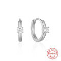 wholesale S925 Sterling Silver Classic Four-Prong Single Diamond Ear Hoop Ear Climber Earrings for Women,Ins。-0-4