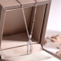 wholesale Metal Material S925 Sterling Silver Paper Clip Necklace Heart Shape Minimalist Geometric Design Silver Collarbone Chain for Women Hot Selling-0-2