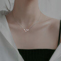 wholesale S925 Sterling Silver W Letter Necklace, Light Luxury Niche Summer English Collarbone Chain, Ins Minimalist Style Simple Jewelry-0-0
