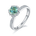 wholesale S925 Silver Green Moissanite 1 Carat Design-inspired Wishing Well Ring with GRA Certificate-0-0