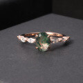 wholesale 925 Sterling Silver Plated 18k Rose Gold Minimalist Exquisite Gemstone Customization European and American Natural Moss Agate Ring for Women-0-4