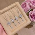 wholesale S925 Sterling Silver Fairy Cherry Blossom Pink Key Pendant Necklace Light Luxury Collarbone Sweater Chain Gift for Women Small Design Sense-0-2