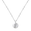 wholesale S925 Sterling Silver Cross-Border Necklace with Unique Design, Niche Luxury Round Pendant Featuring Letter and Diamond Inlay, Exquisite and Sophisticated Collarbone Chain-0-10