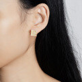 Sterling Silver Moissanite Geometric Square Earrings for Women-0-3